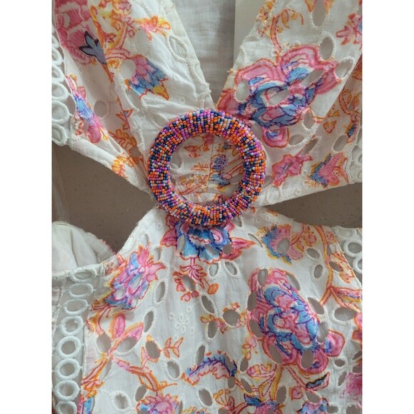 Hemant And Nandita Raisa Short Eyelet Dress Off White Size Large Preppy Cutout - Picture 9 of 16